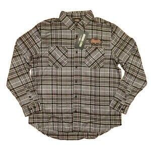 New Harley Davidson 120th Anniversary Plaid Button Up Shirt Grey Men’s Size XL
